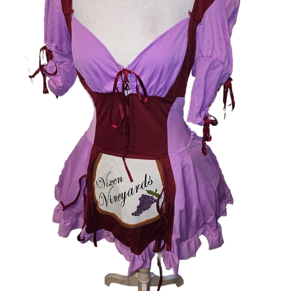 Purple and Burgundy Dress with Vixen Vineyards Apron - Picture 1 of 2